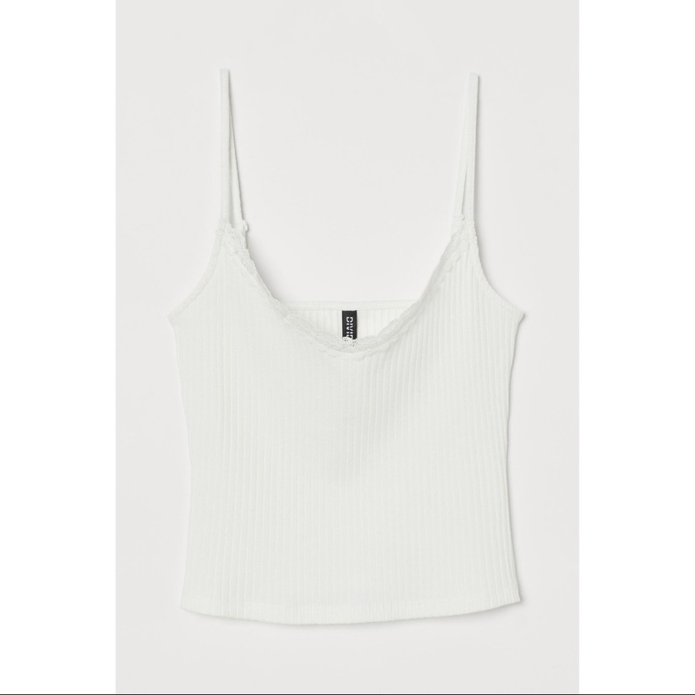 H&M Ribbed Vest Top - White